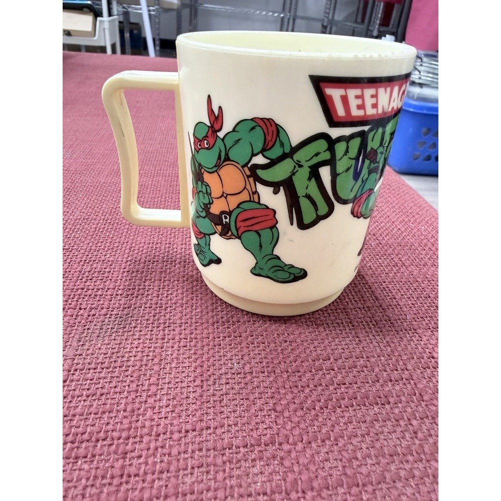 Vintage 1989 TMNT Plastic Cup Mug Peter Pan Industries Mirage Studios Kids USA